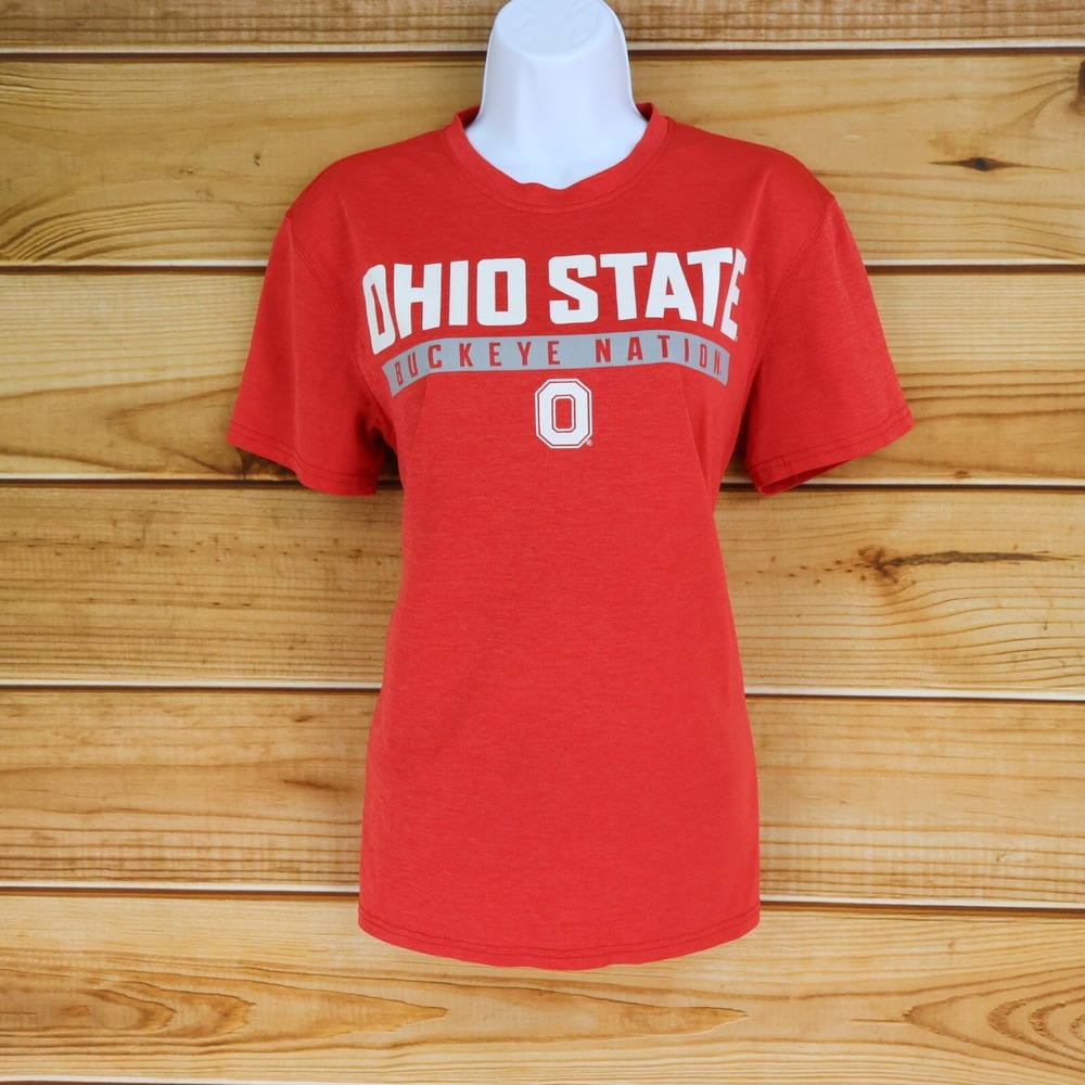 Ohio State Short Sleeve Shirt Womens Sz S Red Polyester Buckeye Nation Football